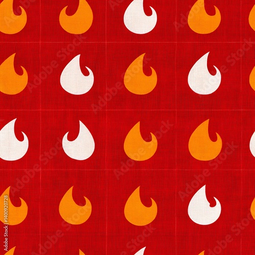 Colorful Flame Pattern on Bold Red Background for Creative Projects