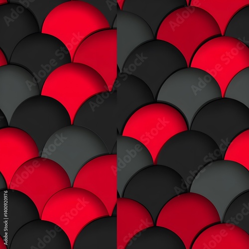 Geometric Circles Pattern in Red, Black, and Gray Color Scheme