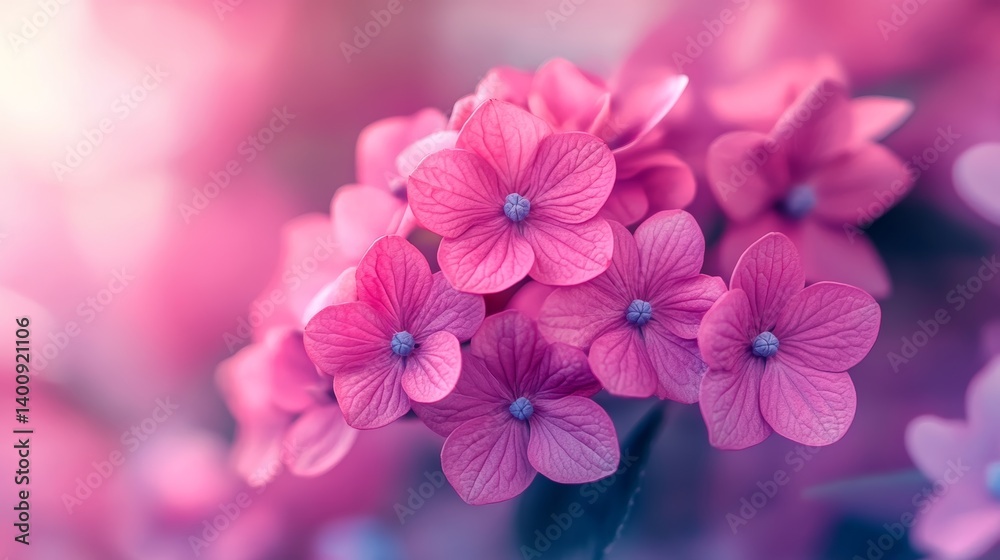 Pink Hydrangea Bloom: Delicate Petals in Soft Light Pink Hydrangea Bloom: Delicate Petals in Soft Light
