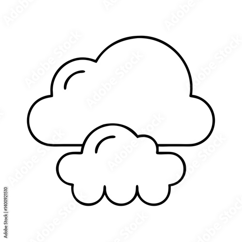 Simple Line Drawing of Two Clouds One Above the Other Weather Icon Meteorology Symbol Cloudiness Climate Change Air