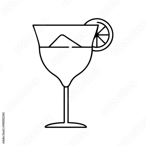 Refreshing Summer Cocktail Drink in Elegant Glass with Orange Slice Garnish