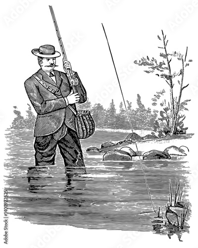 Fishing Vintage Vector Illustration