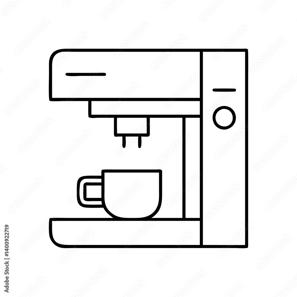 A Simple Line Drawing of an Espresso Machine Making Coffee A Simple Line Drawing of an Espresso Machine Making Coffee