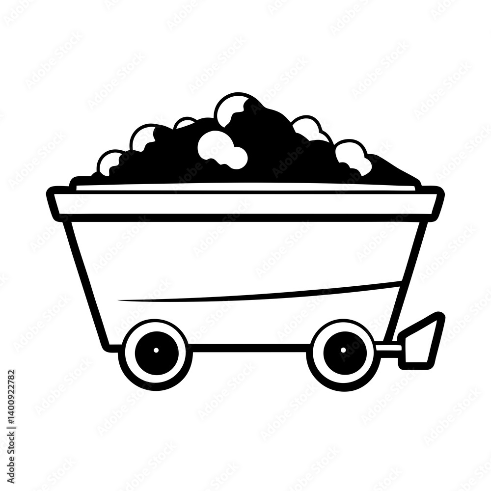 Mine cart vector with coal Mine cart vector with coal