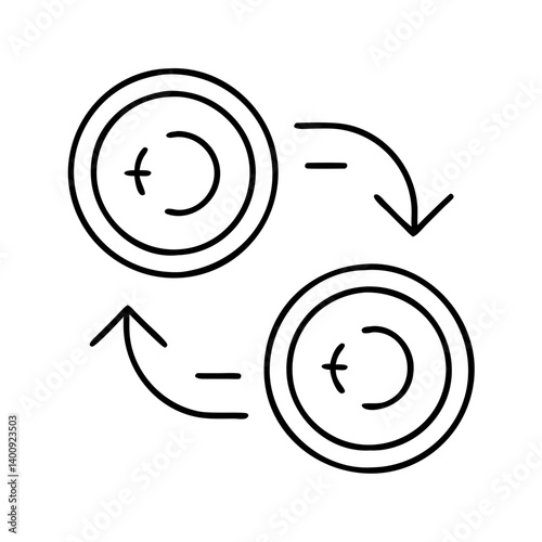 Currency Exchange Illustration Showing Two Coins with Arrows Indicating Transfer of Funds and Equality