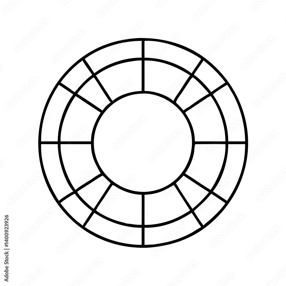 Circular Diagram with Sixteen Segments Graphic Design Element