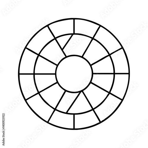 Circular Design with TwentyFour Segments and Concentric Circles A Geometric Mandala Illustration