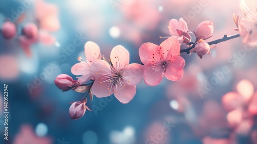 Delicate Pink Blossoms in Springtime