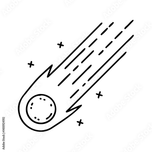 A simple line drawing of a shooting star meteor comet blazing across the night sky