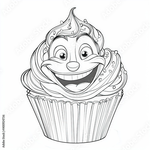 A smiling cupcake with fros...