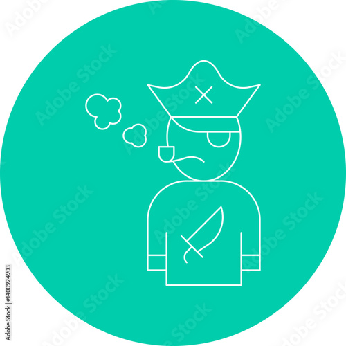 Pirate with Smoking Pipe icon single vector illustration