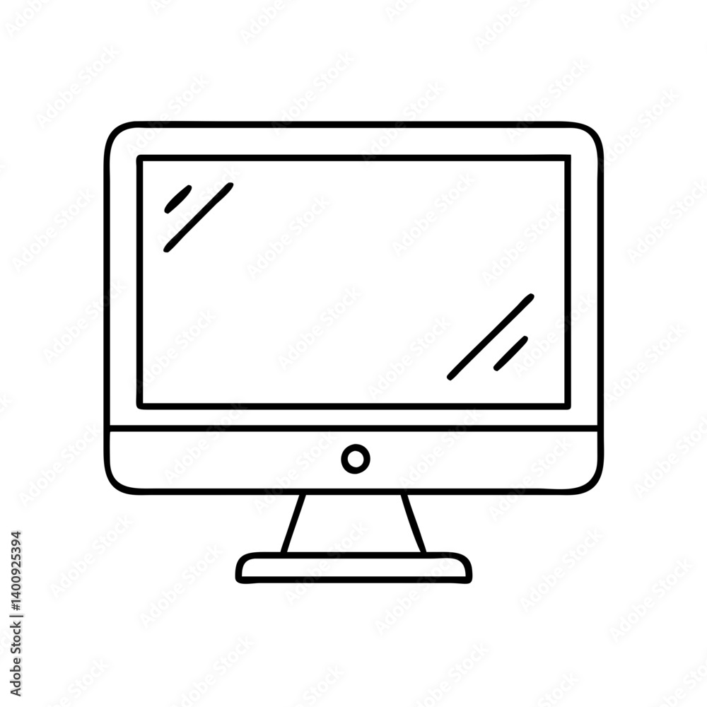 Simple Line Drawing of a Desktop Computer Monitor Screen Display Simple Line Drawing of a Desktop Computer Monitor Screen Display