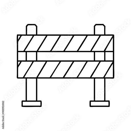 Construction site barrier roadblock safety precaution striped barricade warning sign