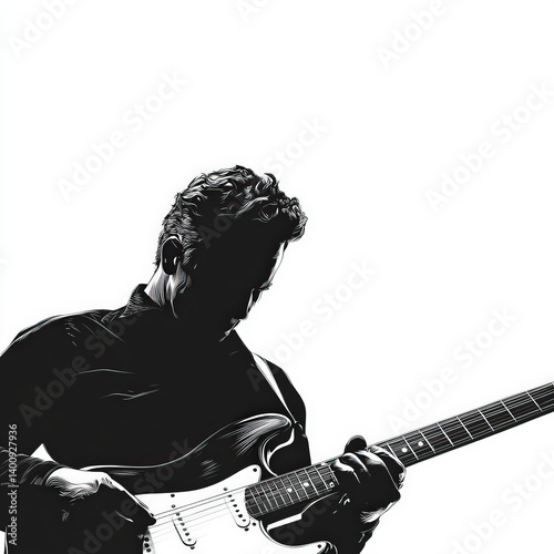 guitarist silhouette , blac...