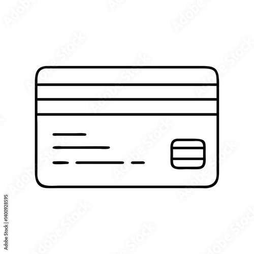 Simple Line Drawing of a Credit Card or Debit Card for Online Payments and Transactions