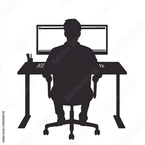 person at desk silhouette ,...