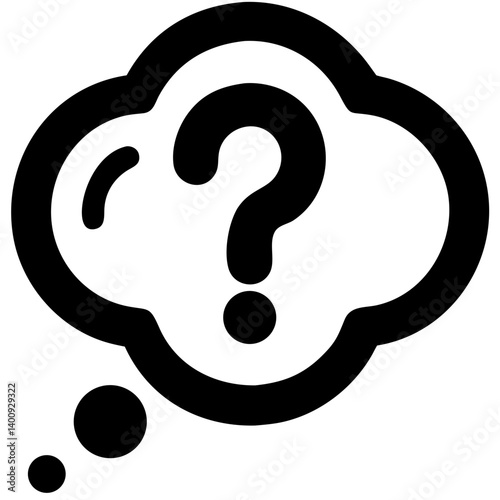 Thought bubble with question mark representing inquiry and curiosity  