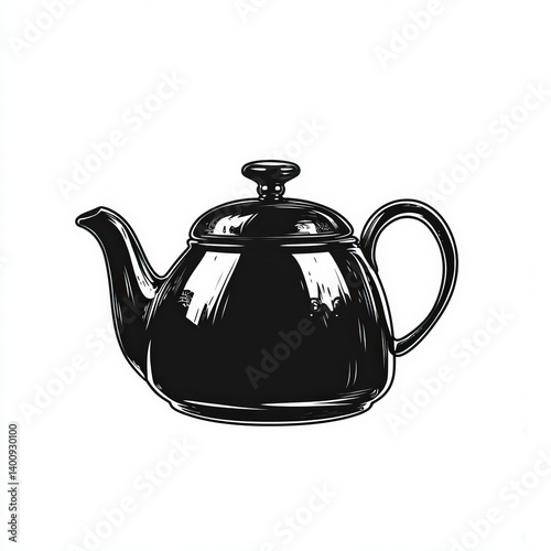 teapot silhouette , black a...