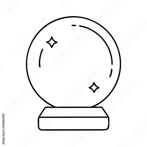 Line Drawing of a Crystal Ball on a Stand with Sparkling Effects