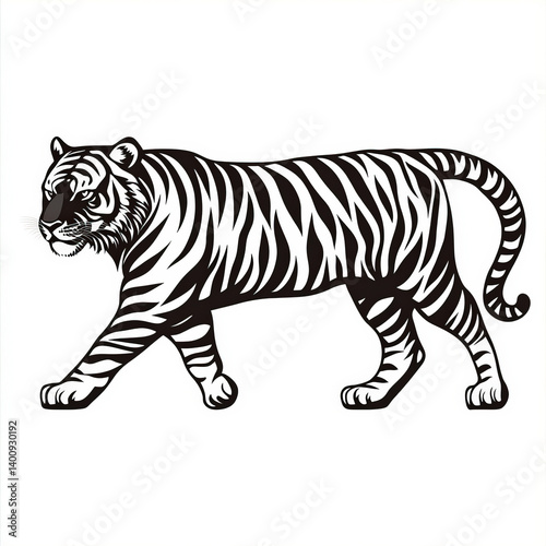 tiger silhouette , black an...
