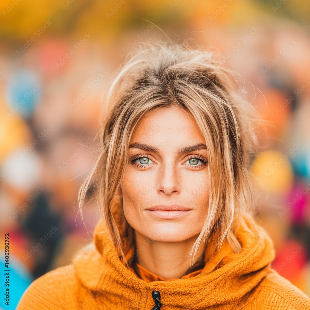 Retrato de mujer en la ciudad en otoño