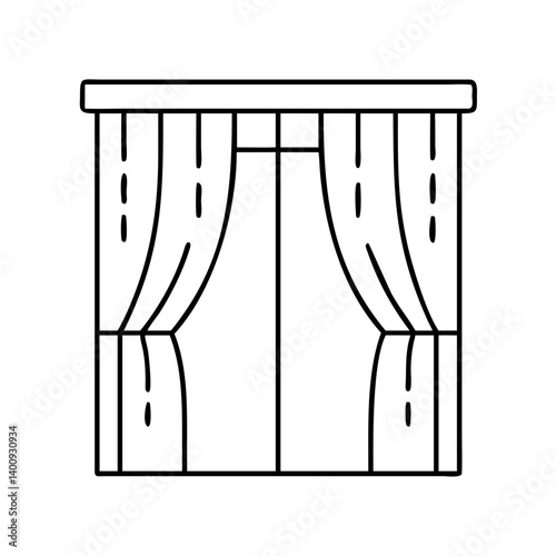 Window with Elegant Draped Curtains and a Decorative Top Rail