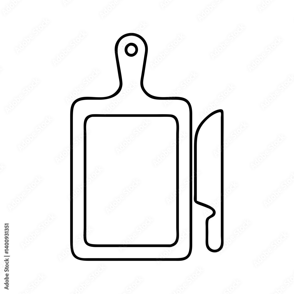 Obraz premium Kitchen Utensils Cutting Board and Knife Cooking Food Preparation