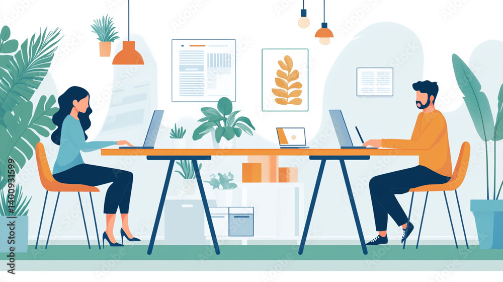 Fototapeta premium Remote work allows employees to stay productive from anywhere in the world.