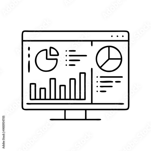 Computer screen displaying business analytics charts and graphs for data visualization and reporting