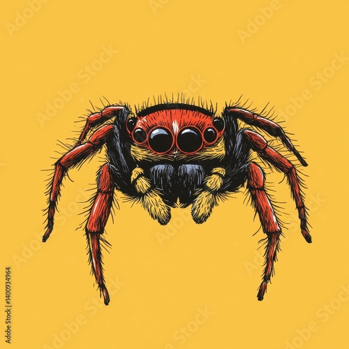 Obraz na płótnie A jumping spider on a colorful background w salonie