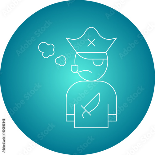 Pirate with Smoking Pipe icon single vector illustration