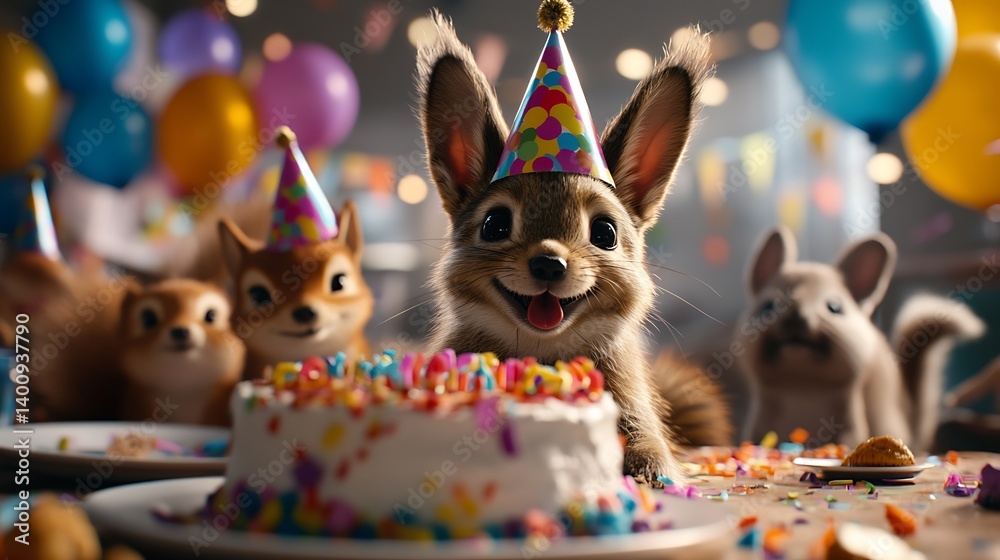 Cute animals celebrating a birthday Cute animals celebrating a birthday