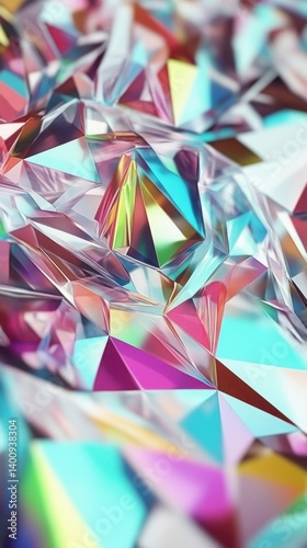 Shimmering Diamond-Prism Reflections: Multicolor Abstract Artwork with Luxurious Geometric Patterns