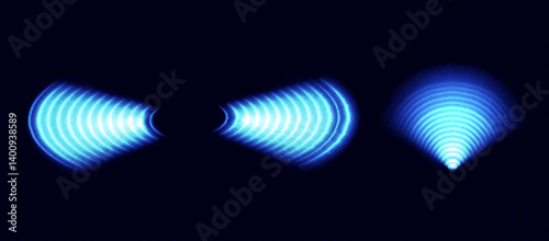Wi-Fi light effect. Network connection symbol. Glowing blue internet signal. Vector.