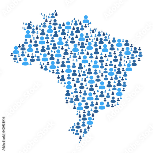 Brazil map made of people symbol on white background
