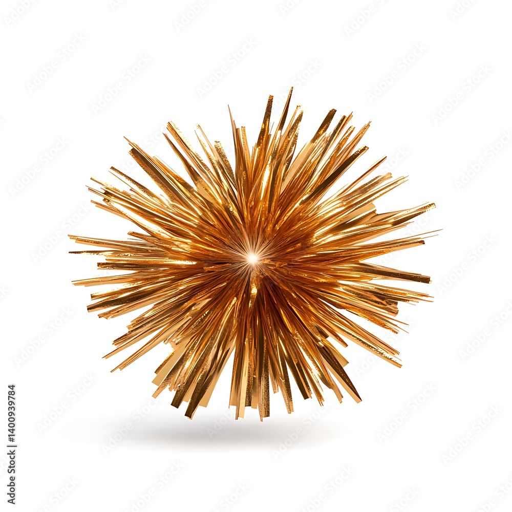 Obraz premium Sparkling Gold Burst Ornament Festive Holiday Decoration Shiny Metallic Starburst Christmas Decor