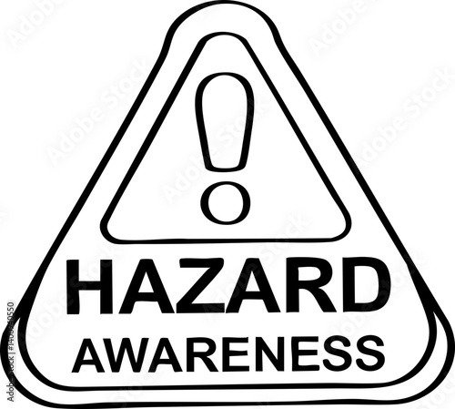 A cautionary symbol indicating the importance of hazard awareness, featuring an exclamation mark and the words "HAZARD AWARENESS.