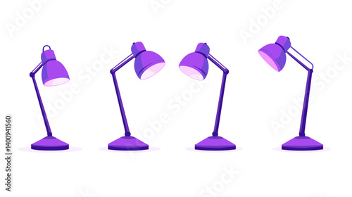 Purple Pixel Art Desk Lamps in Various Positions