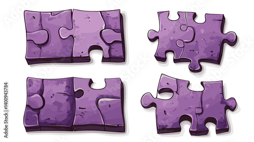 Purple Stone Jigsaw Puzzle Pieces on White Background