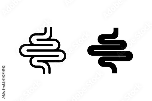 intestine icon set. digestive tract, gut symbol