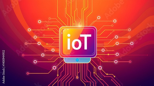 Innovative IoT Concept Represented Through Vibrant Digital Art