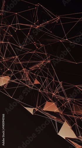 Abstract 3D Geometric Network: Modern Digital Connections and Patterns in Technology