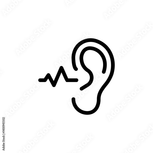 Ear with sound waves, representing hearing, listening, or hearing impairment. Ideal for medical, health, and accessibility themes