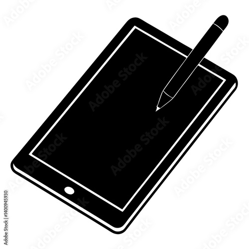 tablet stylus vector art silhouette