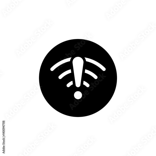 no signal or weak wifi connection icon. Represents connection error, internet error, network problems, or disconnection