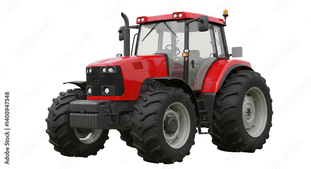 Isolated Red Tractor Isolated Red Tractor