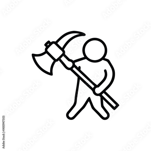 Line Art Illustration Of A Lumberjack With Axe Vector Concept