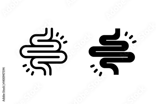 inflamed intestine icon set. representing digestive problems, Irritable Bowel Syndrome, bowel disease, for medical and health