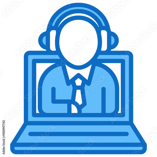 Customer Support and Service Icon Customer Support and Service Blue Fill Design Vector Concept