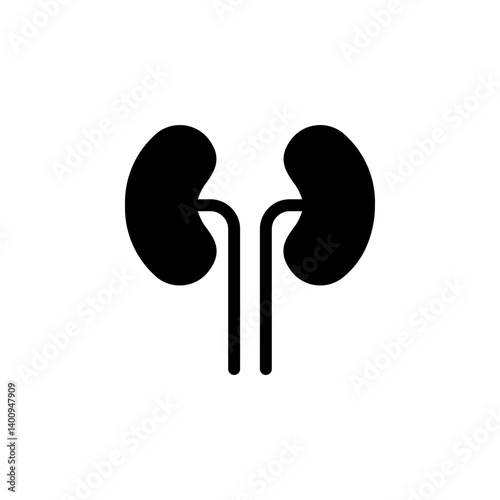 kidney icon in simple design. Depicts human kidneys and ureters. Suitable for medical, healthcare, anatomical